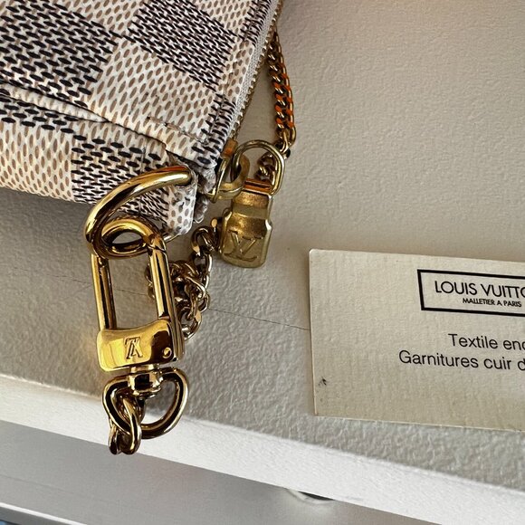 100% AUTHENTIC-2020 Luis Vuitton Damier Azur Mini Pochette Handbag. - Picture 12 of 16
